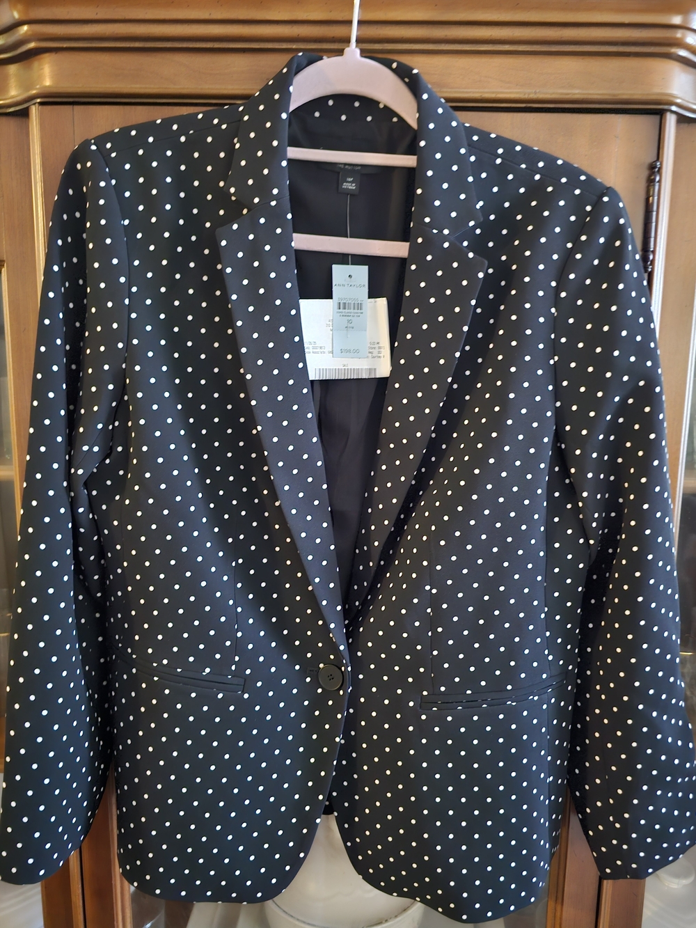 Ann Taylor Polka Dot Black Blazer Jacket - Women's Tailored Coat. Size 10P